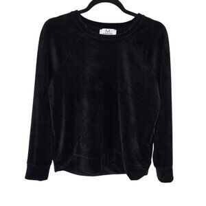 M magashoni womens small black velvet velour long sleeve athleisure top